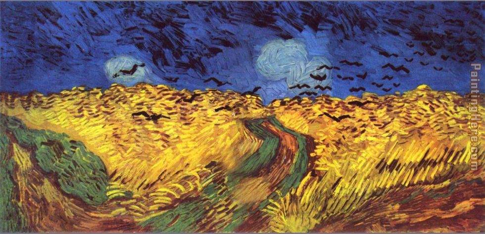 Crows over wheat field painting - Vincent van Gogh Crows over wheat field art painting